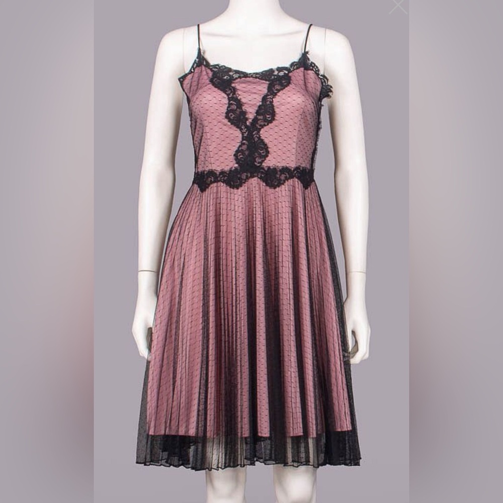 Vintage Betsey Johnson Pink and Black Midi Dress